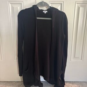 Splendid thermal black hooded cardigan, size XS